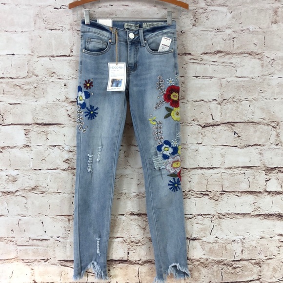 indigo rein embroidered jeans